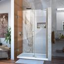 47 in. Frameless Hinged Shower Door with Tempered Glass in Brushed Nickel