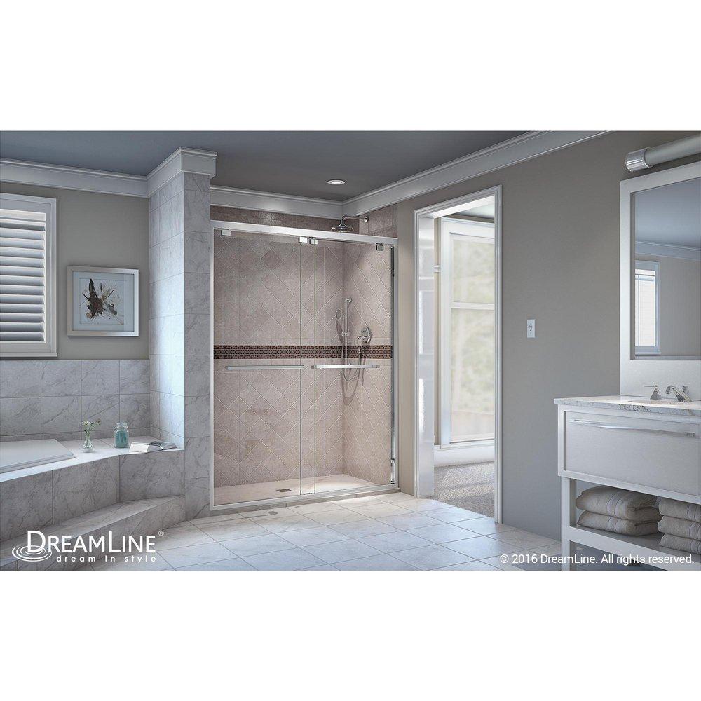 DreamLine Chrome 48 in. Frameless Bypass Sliding Shower Door with Clear Glass 