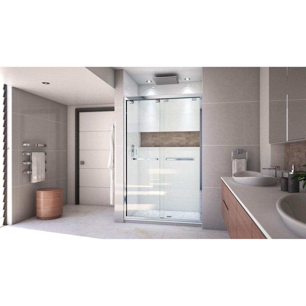 DreamLine Chrome 48 in. Frameless Bypass Sliding Shower Door with Clear Glass 