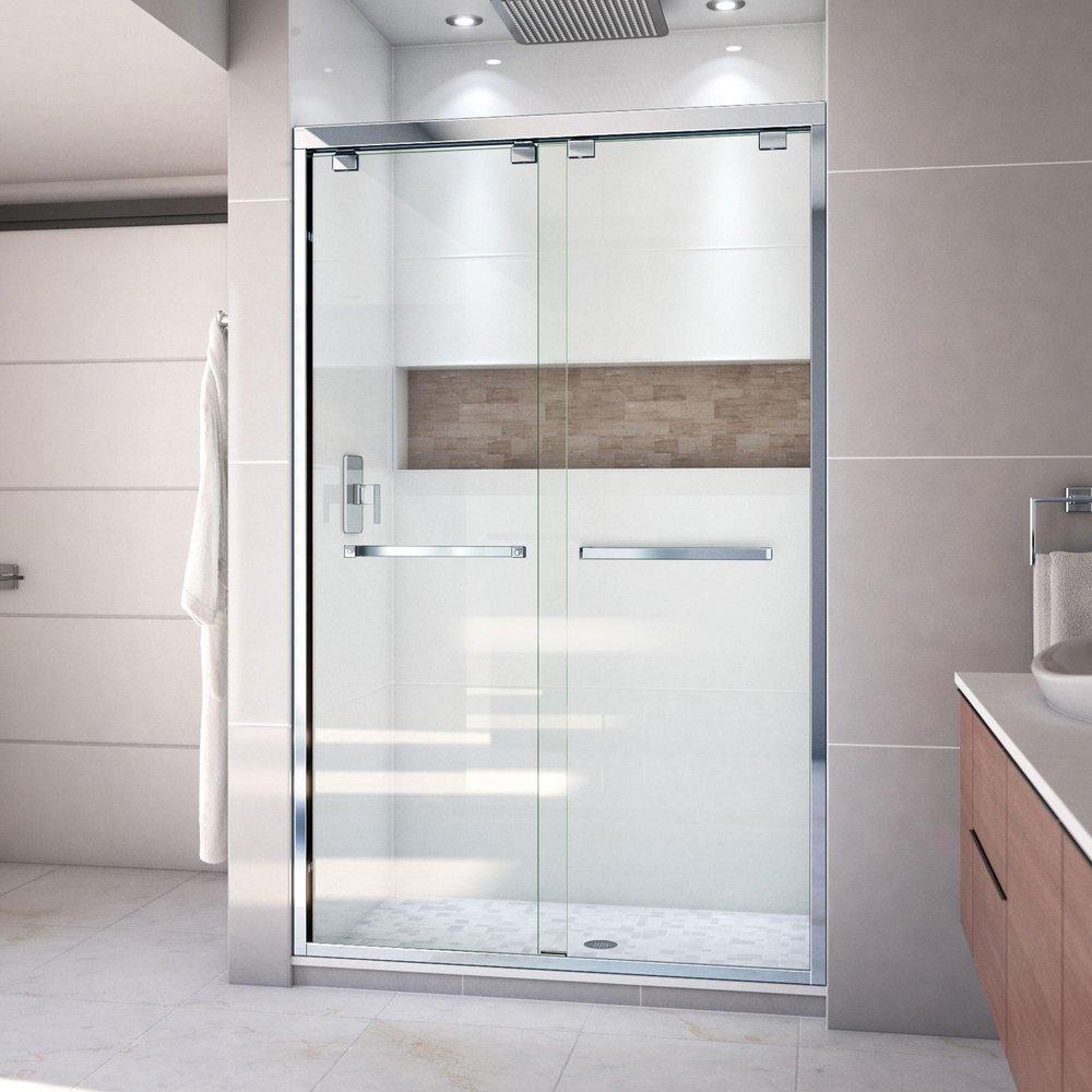 DreamLine Chrome 48 in. Frameless Bypass Sliding Shower Door with Clear Glass 