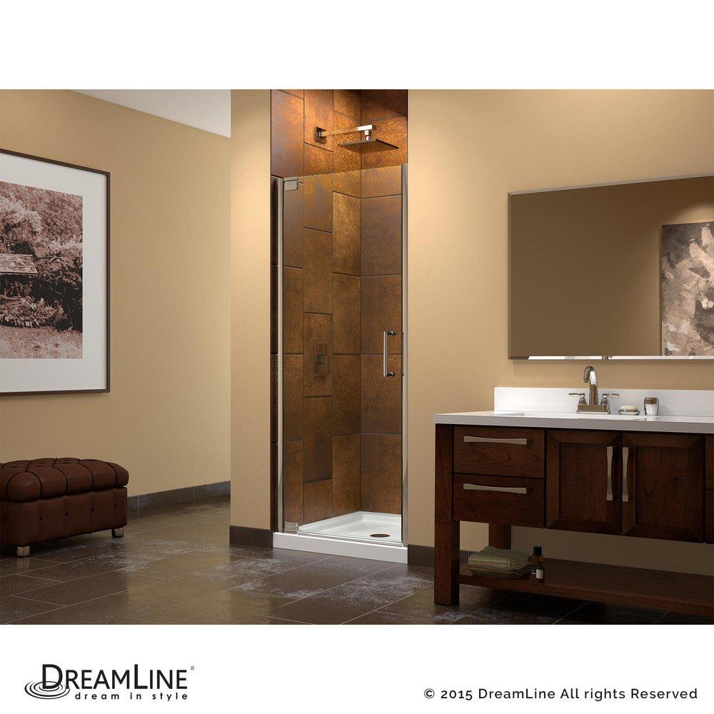DreamLine Chrome 32-1/2 in. Frameless Pivot Shower Door with Tempered Glass 