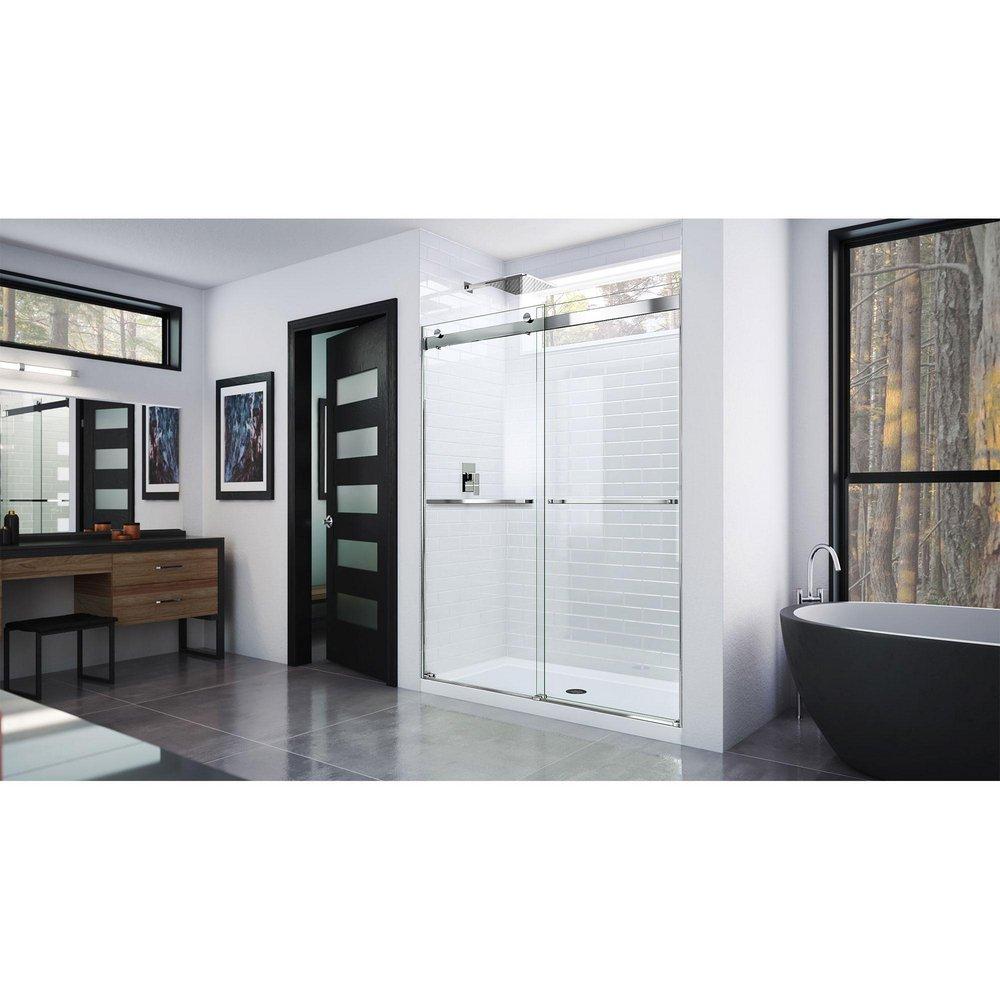DreamLine Chrome 60 in. Frameless Bypass Shower Door with Clear Tempered Glass 