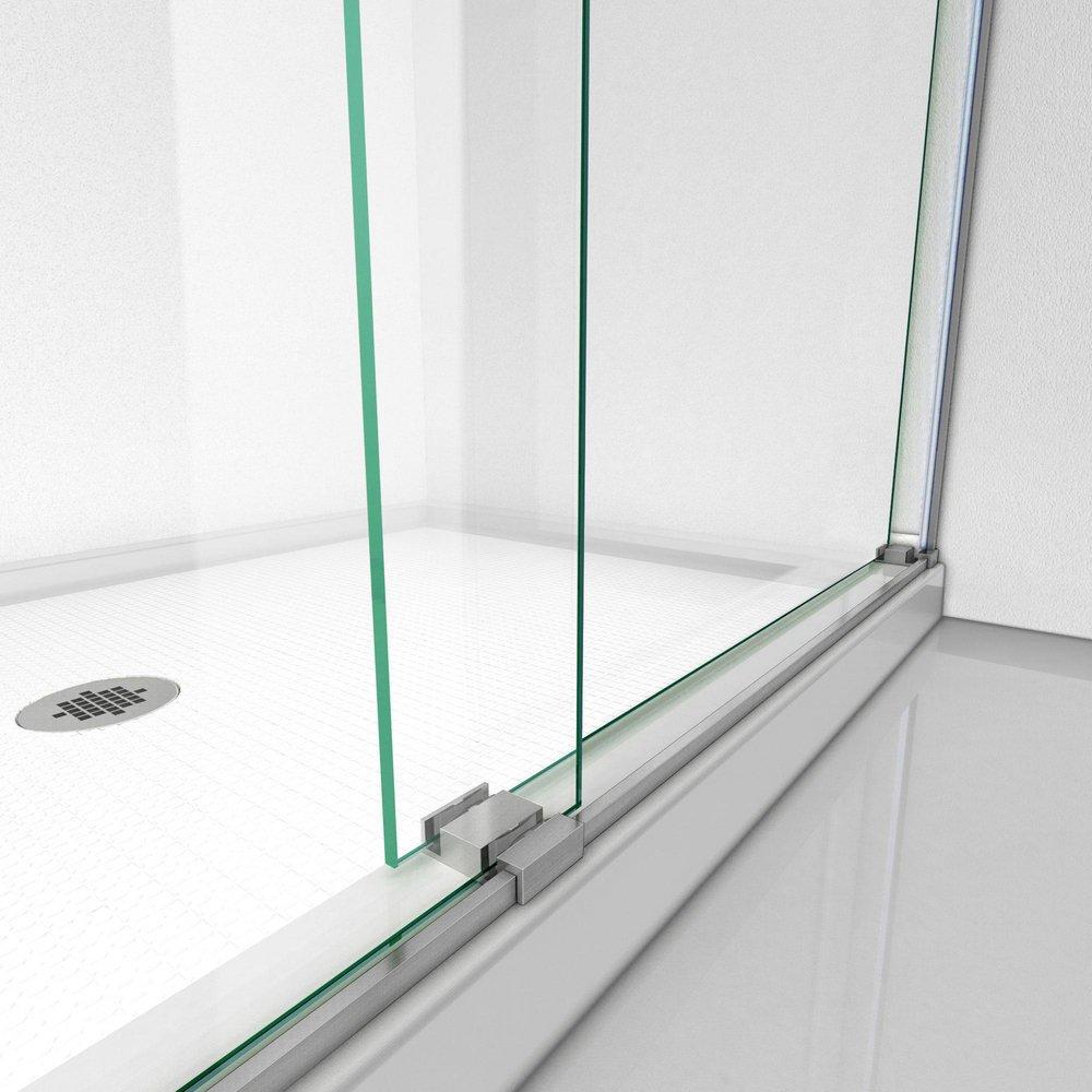DreamLine Brushed Nickel 60 in. Frameless Bypass Shower Door with Clear Tempered Glass 