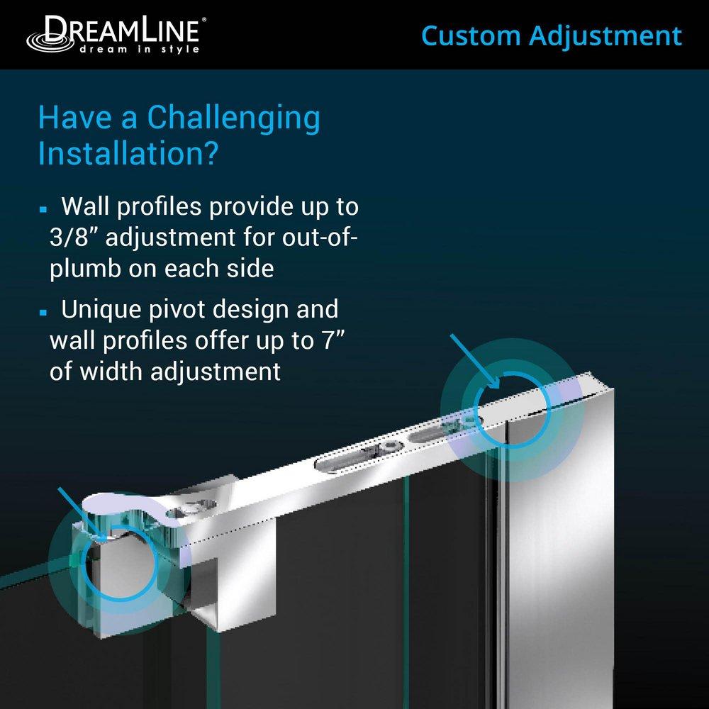 DreamLine Chrome 31 in. Frameless Pivot Shower Door with Clear Tempered Glass 