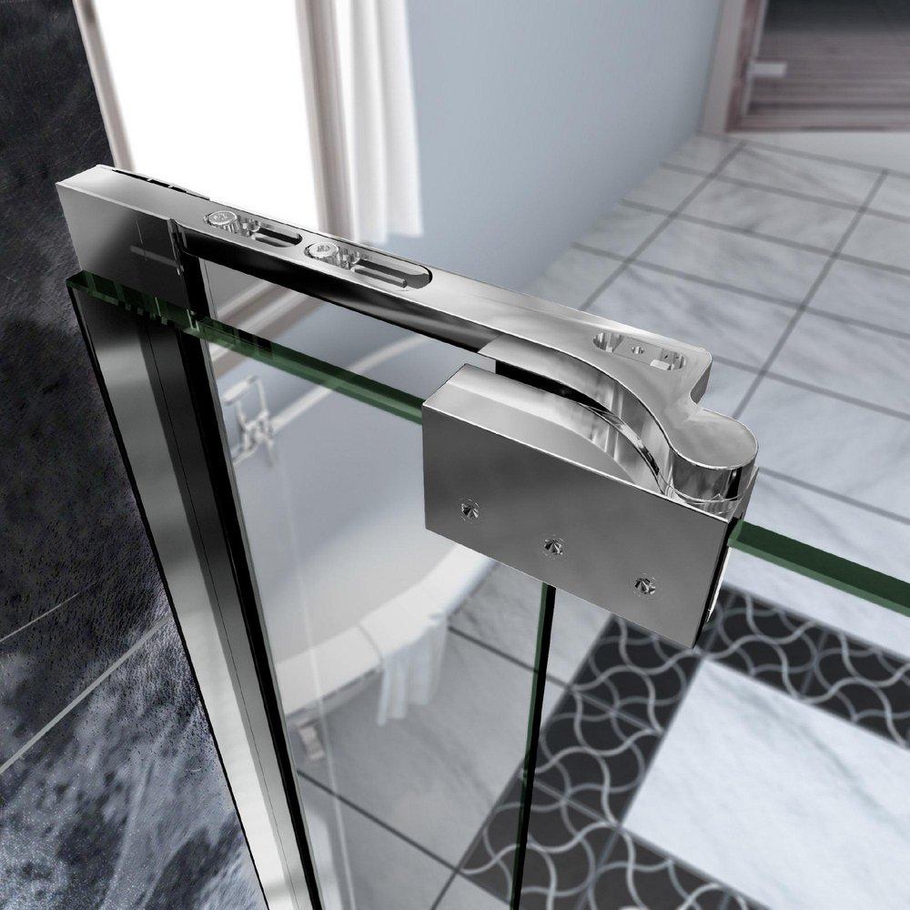 DreamLine Chrome 31 in. Frameless Pivot Shower Door with Clear Tempered Glass 