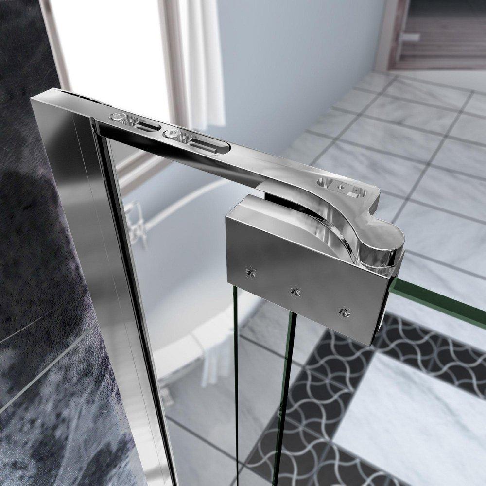 DreamLine Chrome 31 in. Frameless Pivot Shower Door with Clear Tempered Glass 