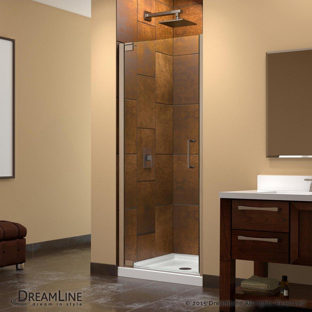 DreamLine Brushed Nickel 32-1/2 in. Frameless Pivot Shower Door with Tempered Glass 