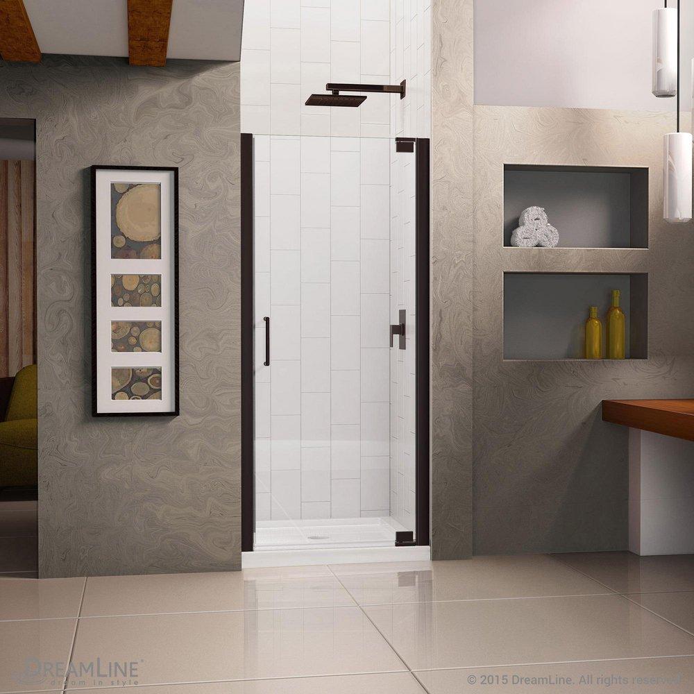 DreamLine Oil Rubbed Bronze 32-1/2 in. Frameless Pivot Shower Door with Tempered Glass 