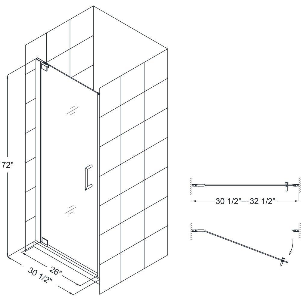 DreamLine Oil Rubbed Bronze 32-1/2 in. Frameless Pivot Shower Door with Tempered Glass 