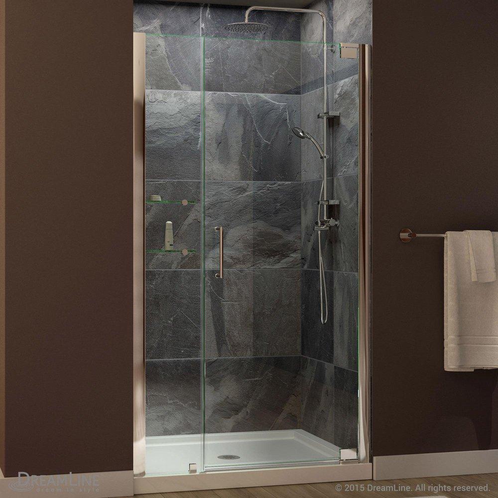 DreamLine Chrome 48 in. Frameless Pivot Shower Door with Tempered Glass 
