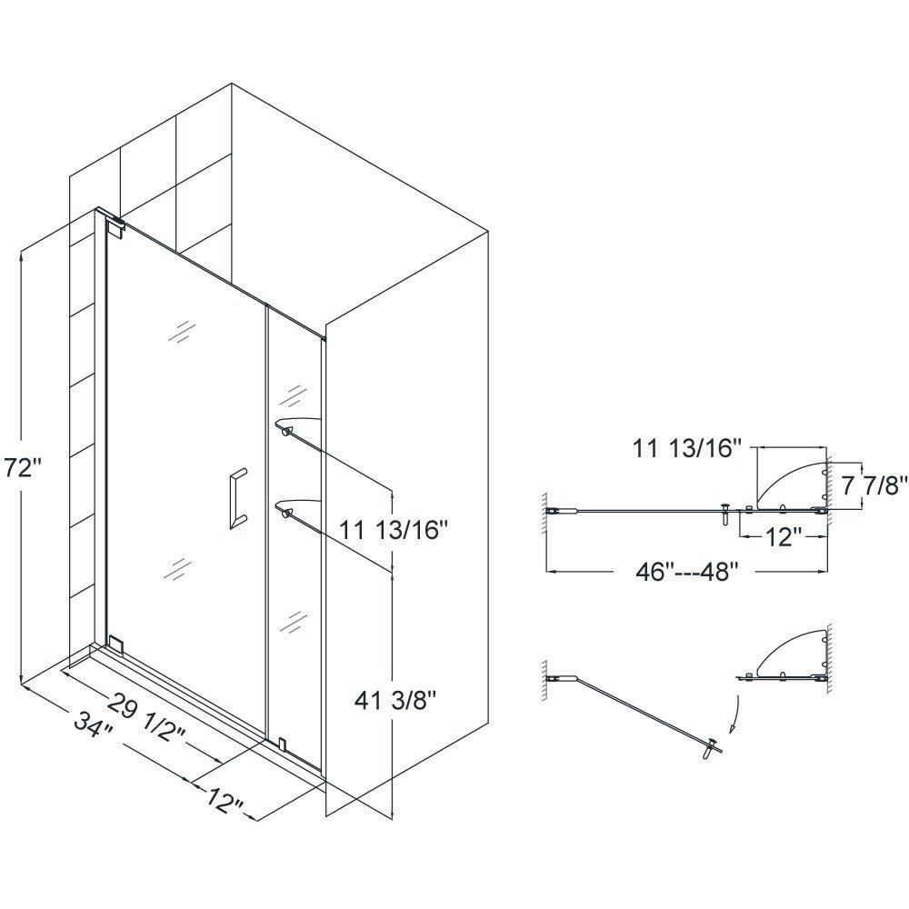 DreamLine Chrome 48 in. Frameless Pivot Shower Door with Tempered Glass 
