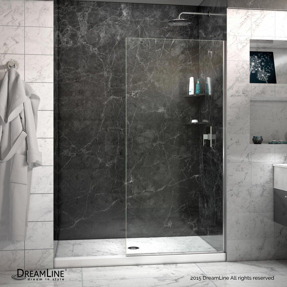 DreamLine Brushed Nickel 34 in. Frameless Shower Door with Clear Tempered Glass 