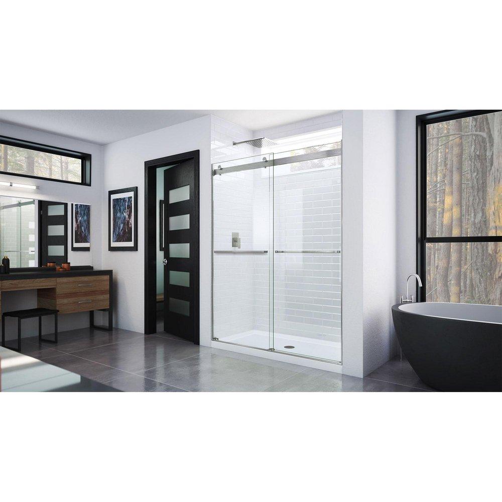 DreamLine Brushed Nickel 48 in. Frameless Bypass Shower Door with Clear Tempered Glass 