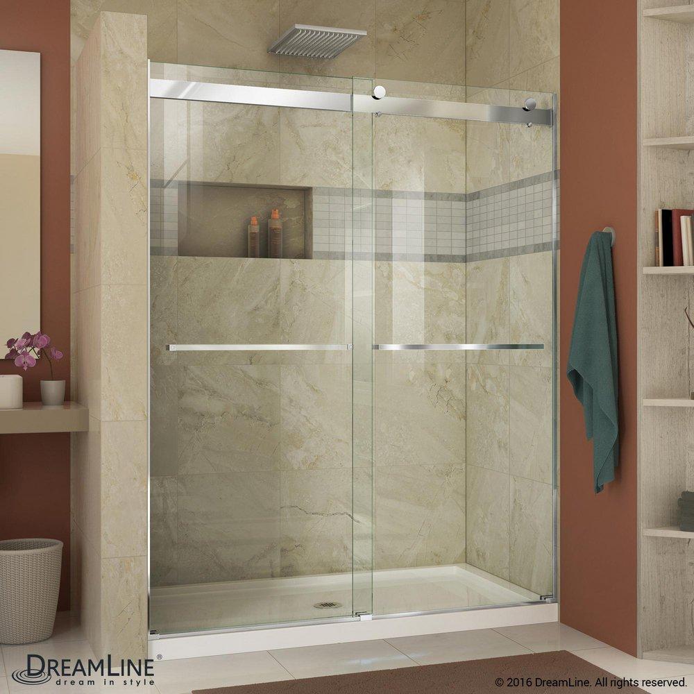 DreamLine Chrome 48 in. Frameless Bypass Shower Door with Clear Tempered Glass 
