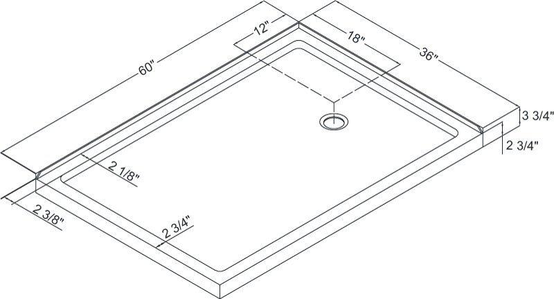 DreamLine White 36 in. Rectangle Shower Base 