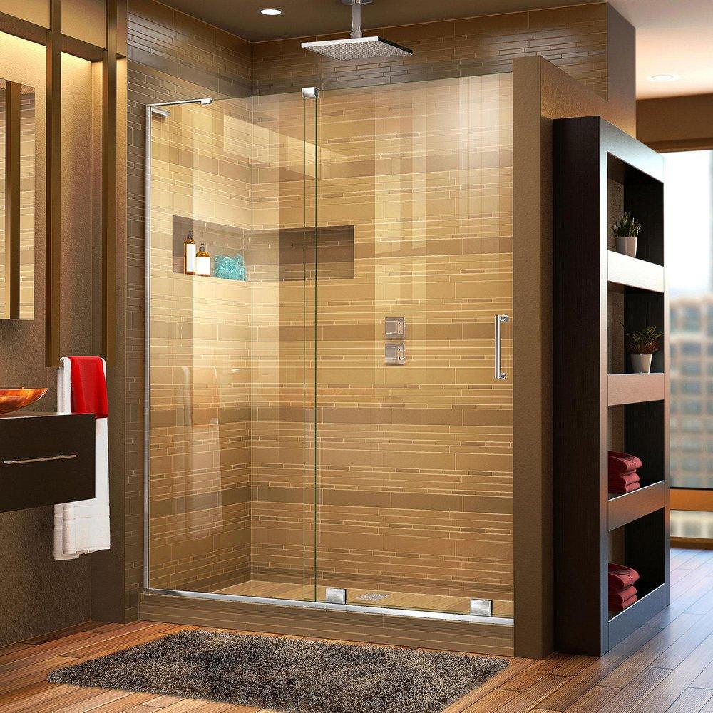 DreamLine Chrome 48 in. Frameless Sliding Shower Door with Left Wall Bracket 