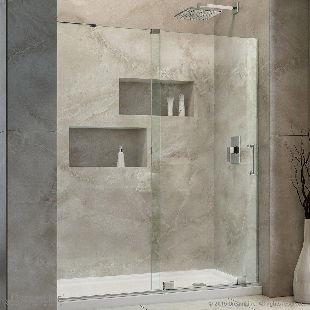 DreamLine Chrome 48 in. Frameless Sliding Shower Door with Left Wall Bracket 