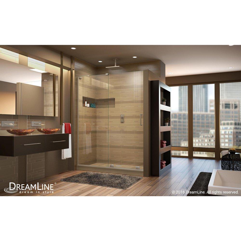 DreamLine Brushed Nickel 60 in. Frameless Sliding Shower Door with Left Wall Bracket 