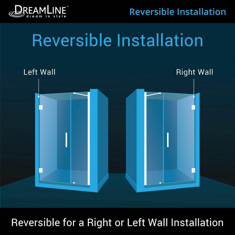 DreamLine Brushed Nickel 46 in. Frameless Hinged Shower Door with Tempered Glass 