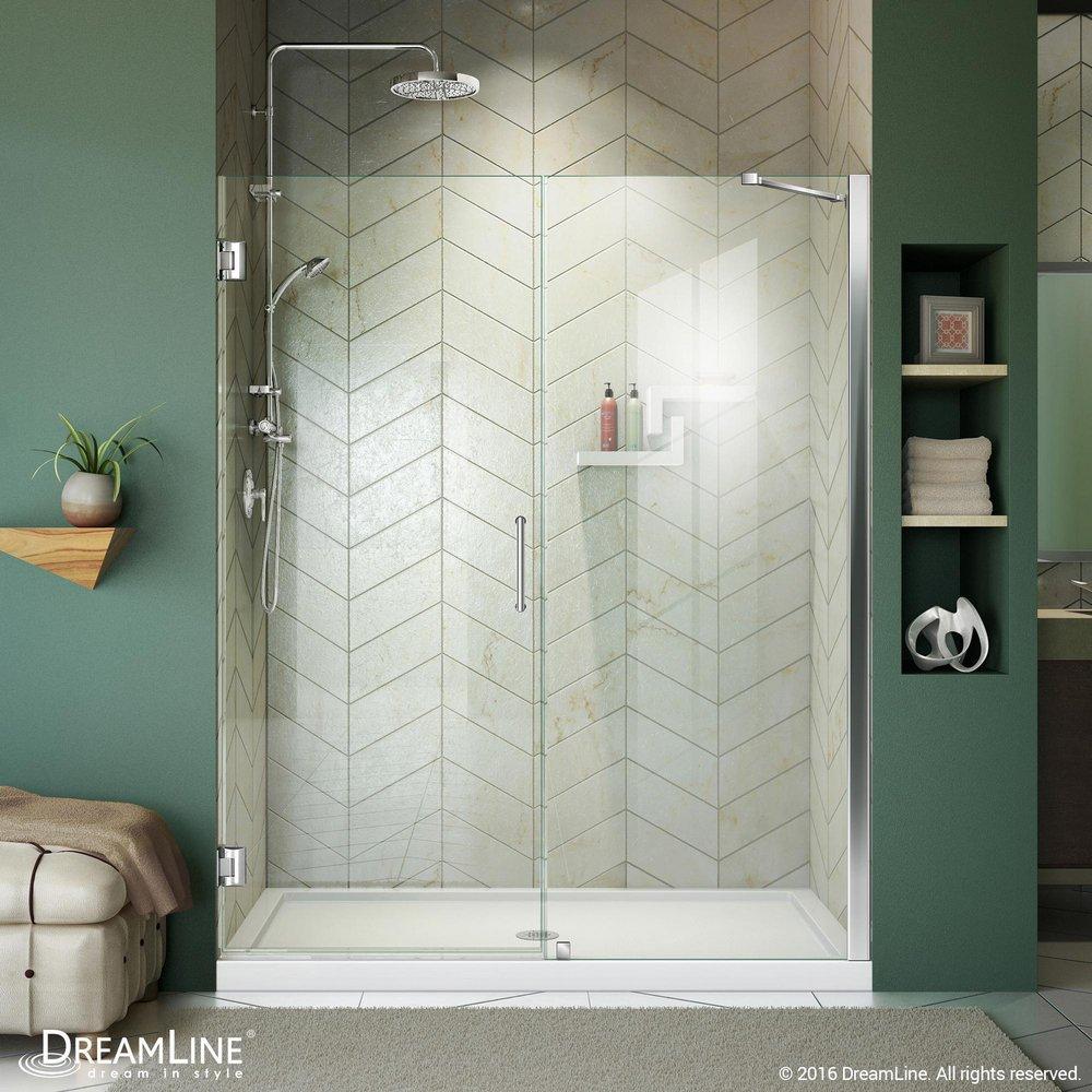 DreamLine Chrome 58 in. Frameless Hinged Shower Door with Tempered Glass 