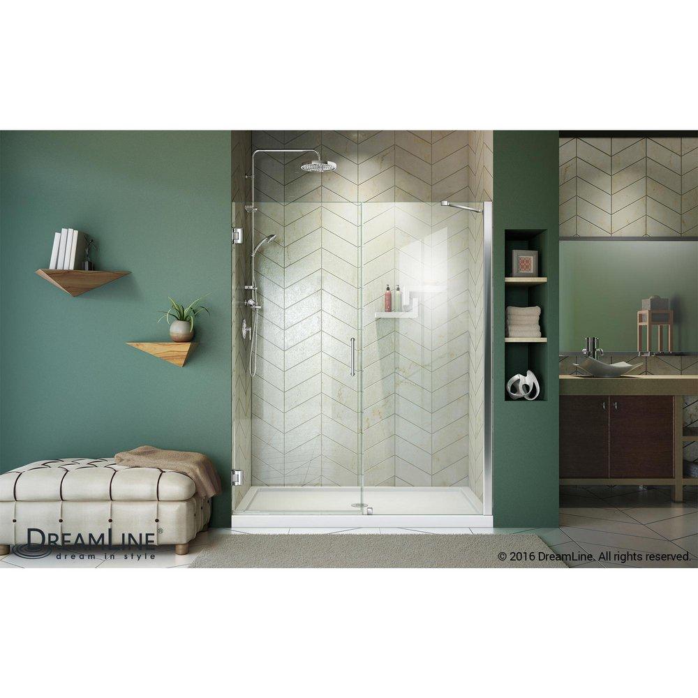 DreamLine Chrome 58 in. Frameless Hinged Shower Door with Tempered Glass 