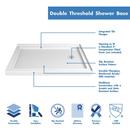DreamLine White 34 x 48 in. Double Threshold Shower Base with Right Drain 