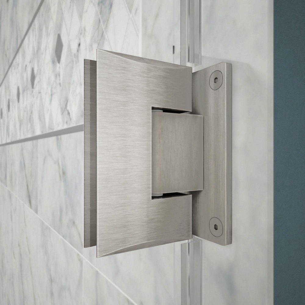 DreamLine Brushed Nickel 46-1/2 in. Frameless Hinged Shower Door with Clear Tempered Glass 
