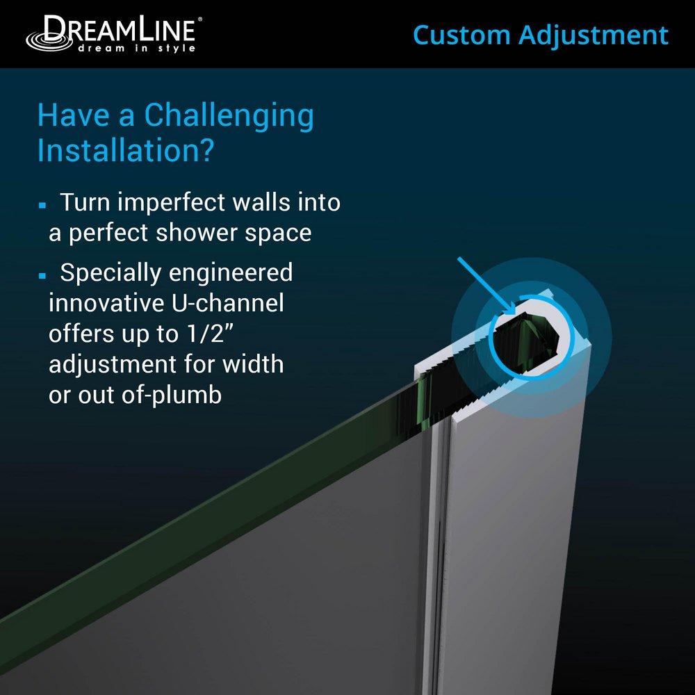 DreamLine Brushed Nickel 46-1/2 in. Frameless Hinged Shower Door with Clear Tempered Glass 