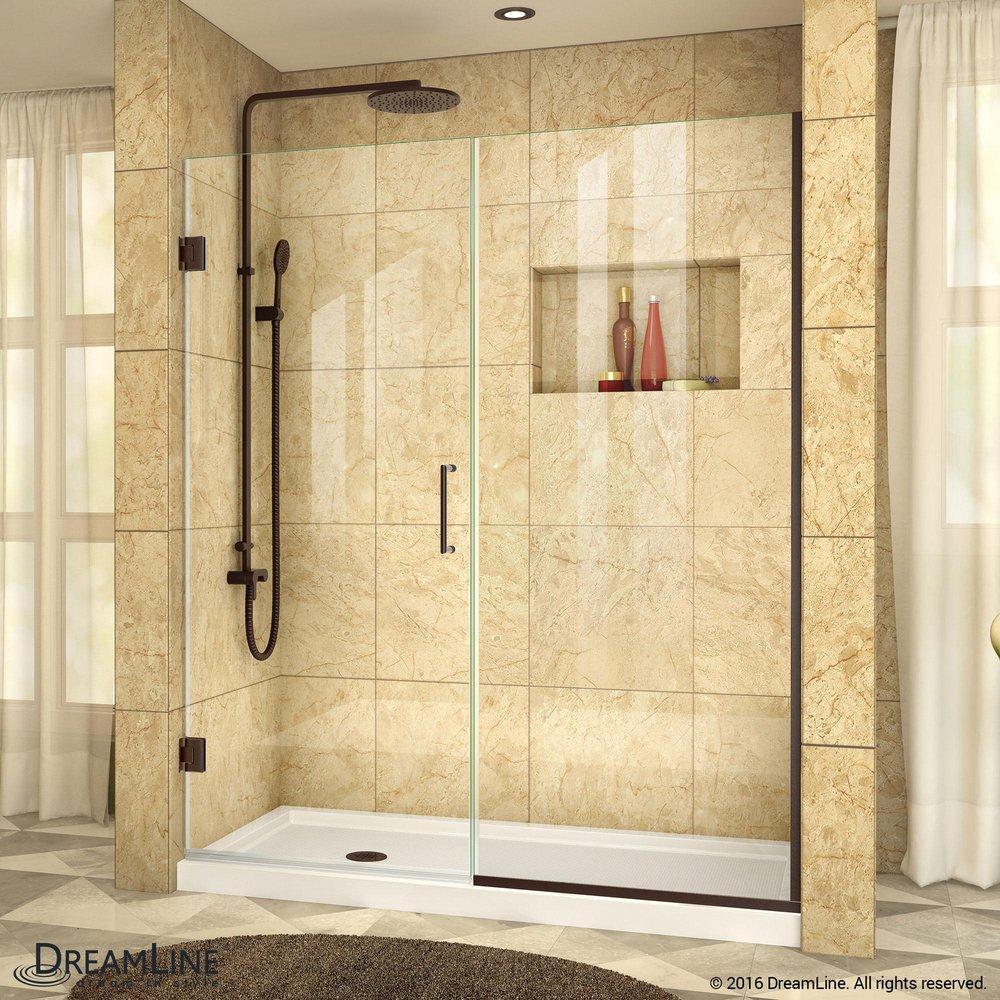 DreamLine Oil Rubbed Bronze 46-1/2 in. Frameless Hinged Shower Door with Clear Tempered Glass 