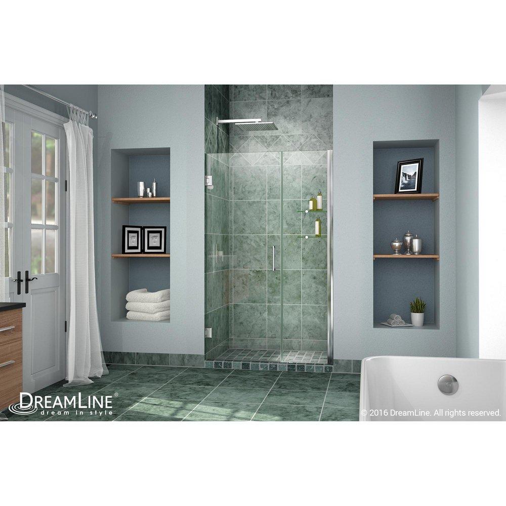 DreamLine Chrome 41 in. Frameless Hinged Shower Door with Tempered Glass 