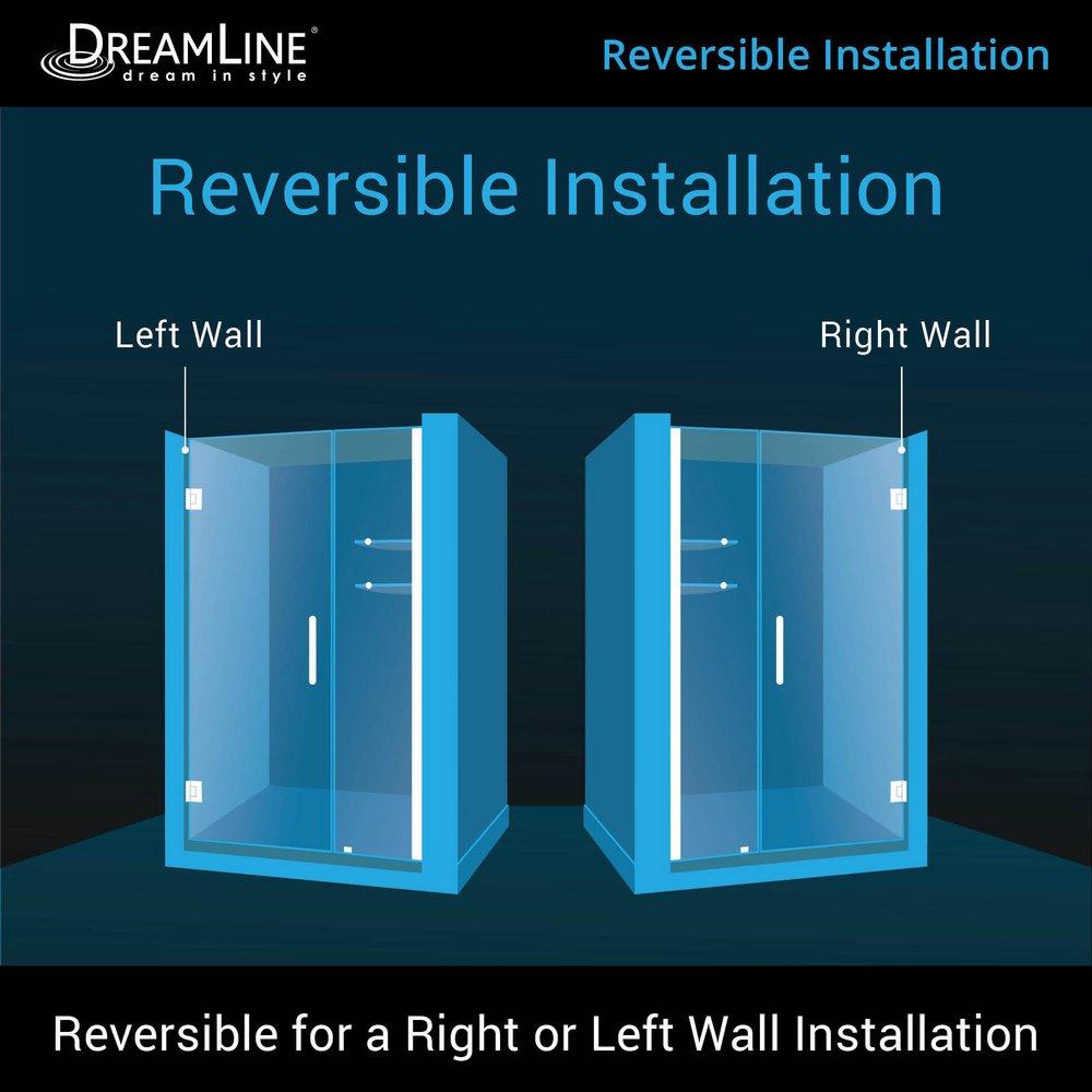 DreamLine Chrome 41 in. Frameless Hinged Shower Door with Tempered Glass 