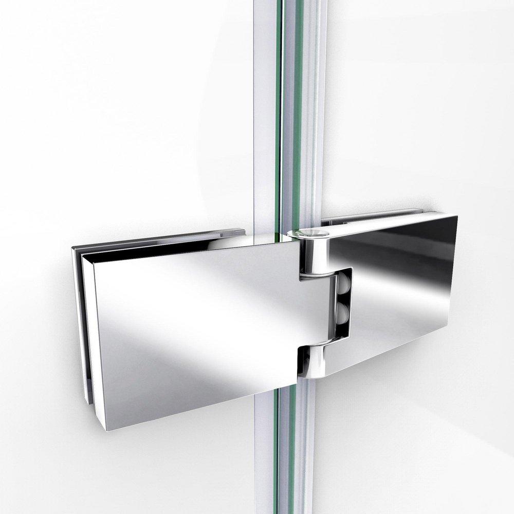 DreamLine Brushed Nickel 45 in. Frameless Hinged Shower Door with Clear Tempered Glass 