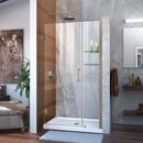 41 in. Frameless Hinged Shower Door with Tempered Glass in Brushed Nickel