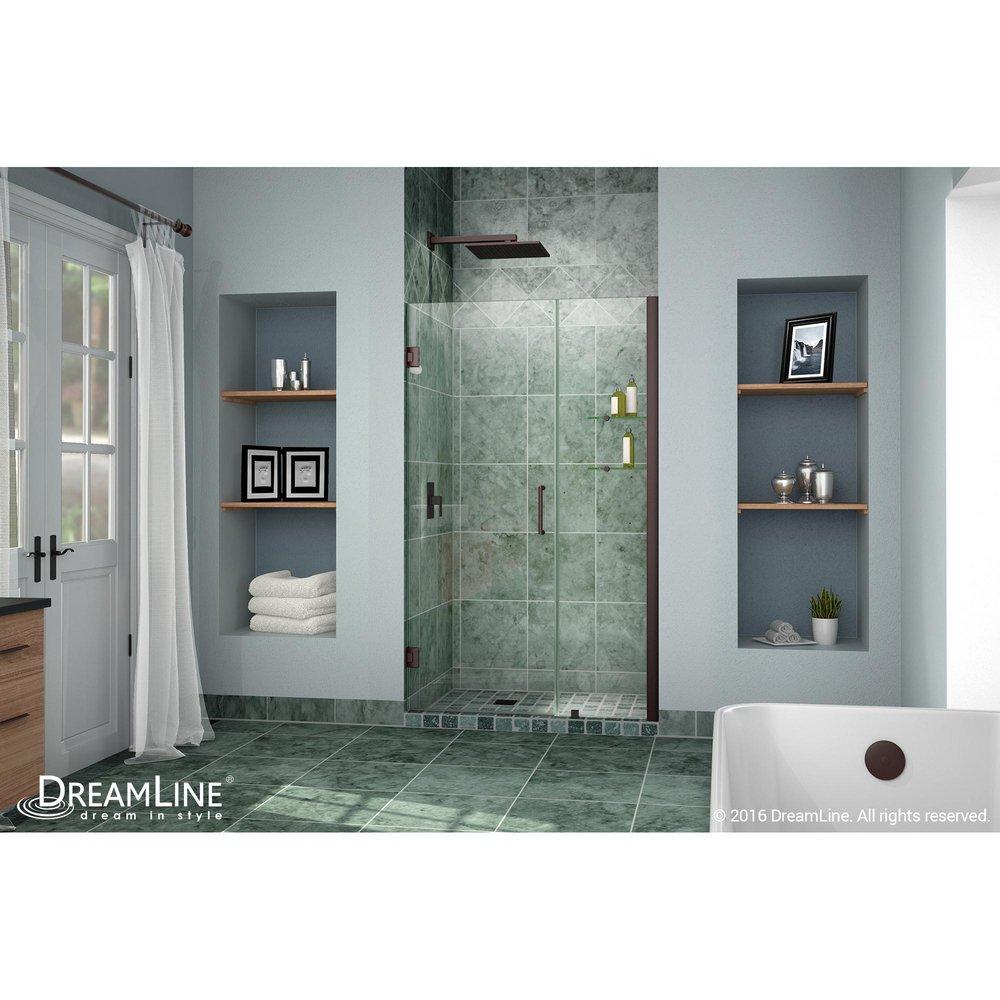 DreamLine Oil Rubbed Bronze 41 in. Frameless Hinged Shower Door with Tempered Glass 