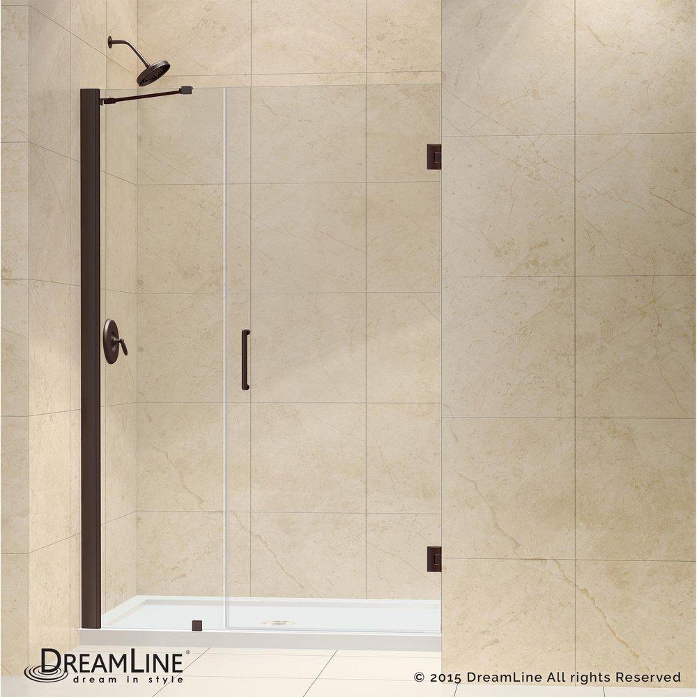 DreamLine Oil Rubbed Bronze 61 in. Frameless Hinged Shower Door with Clear Glass 