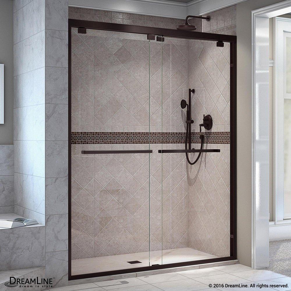 DreamLine Oil Rubbed Bronze 60 in. Frameless Bypass Sliding Shower Door with Clear Glass 