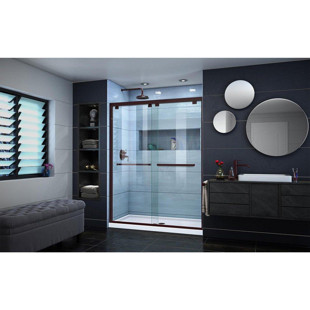 DreamLine Oil Rubbed Bronze 60 in. Frameless Bypass Sliding Shower Door with Clear Glass 