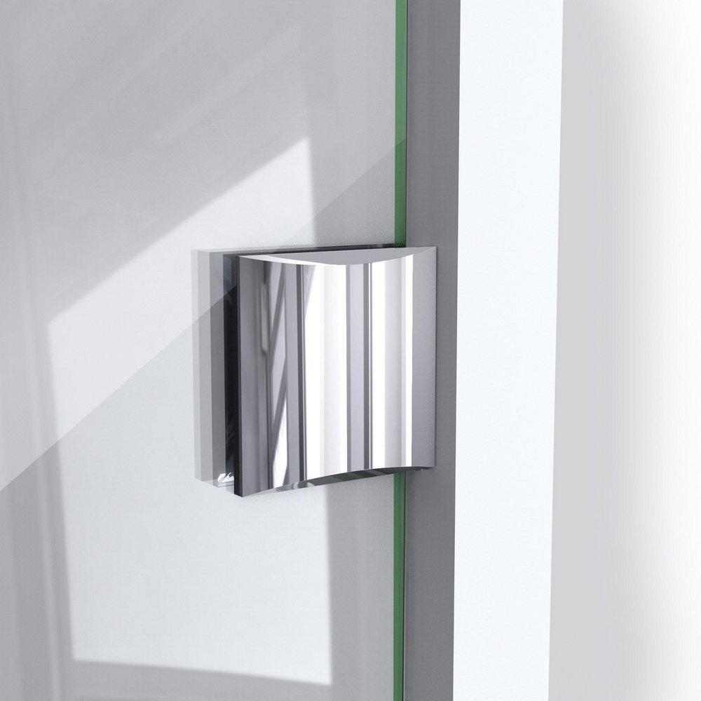 DreamLine Brushed Nickel 40-3/8 in. Frameless Hinged Shower Enclosure with Tempered Glass 