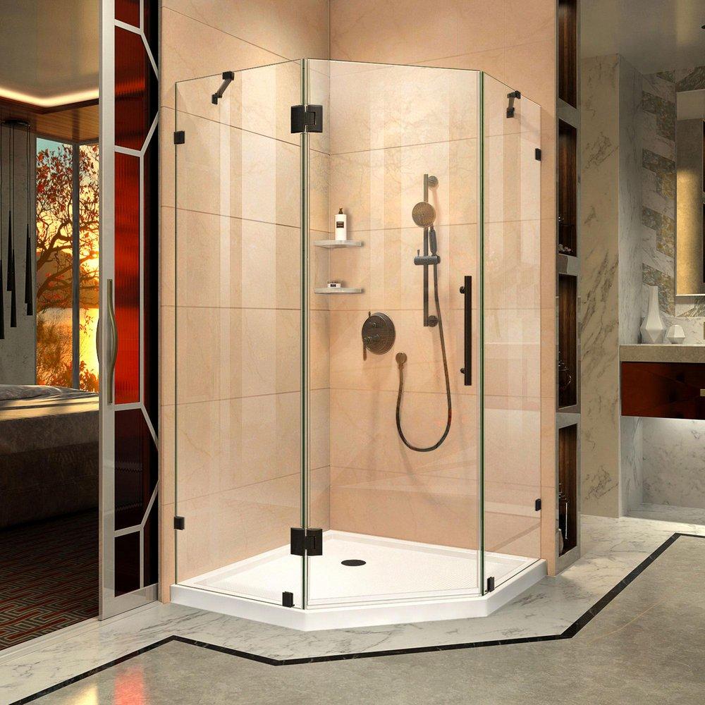 DreamLine Oil Rubbed Bronze 40-3/8 in. Frameless Hinged Shower Enclosure with Tempered Glass 