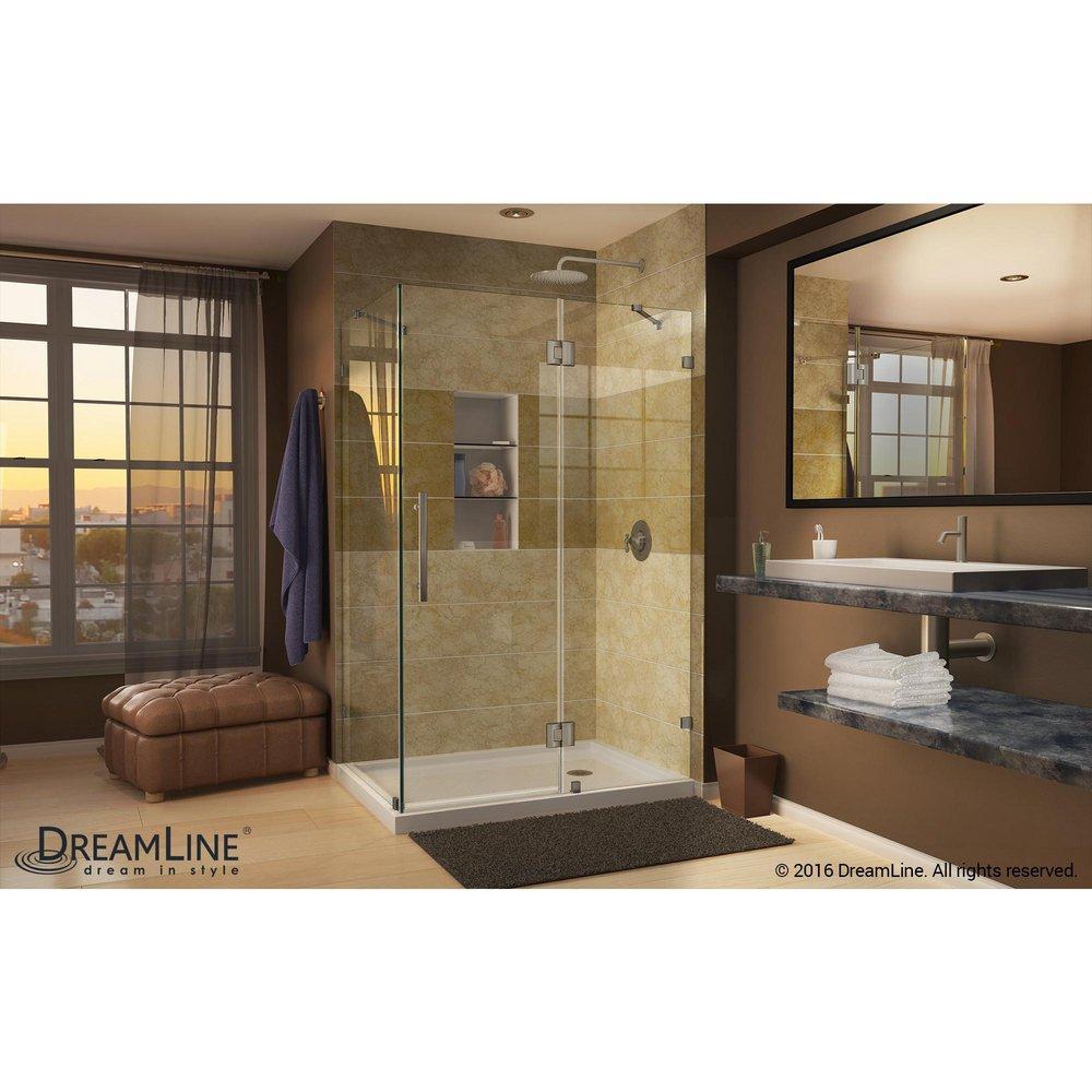 DreamLine Brushed Nickel 46-5/16 in. Frameless Hinged Shower Enclosure with Tempered Glass 