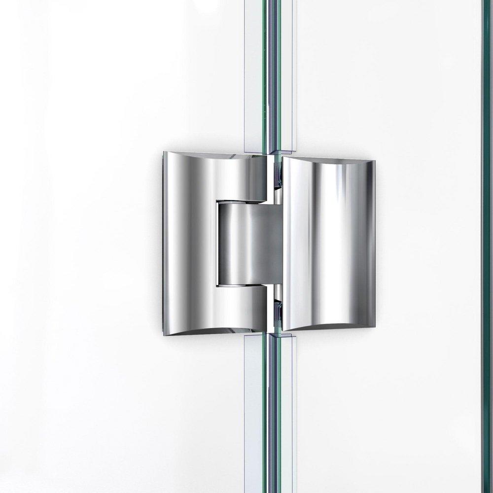 DreamLine Brushed Nickel 46-5/16 in. Frameless Hinged Shower Enclosure with Tempered Glass 