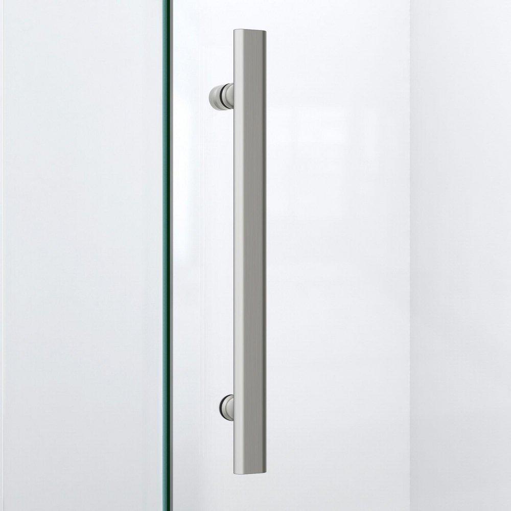 DreamLine Brushed Nickel 46-5/16 in. Frameless Hinged Shower Enclosure with Tempered Glass 