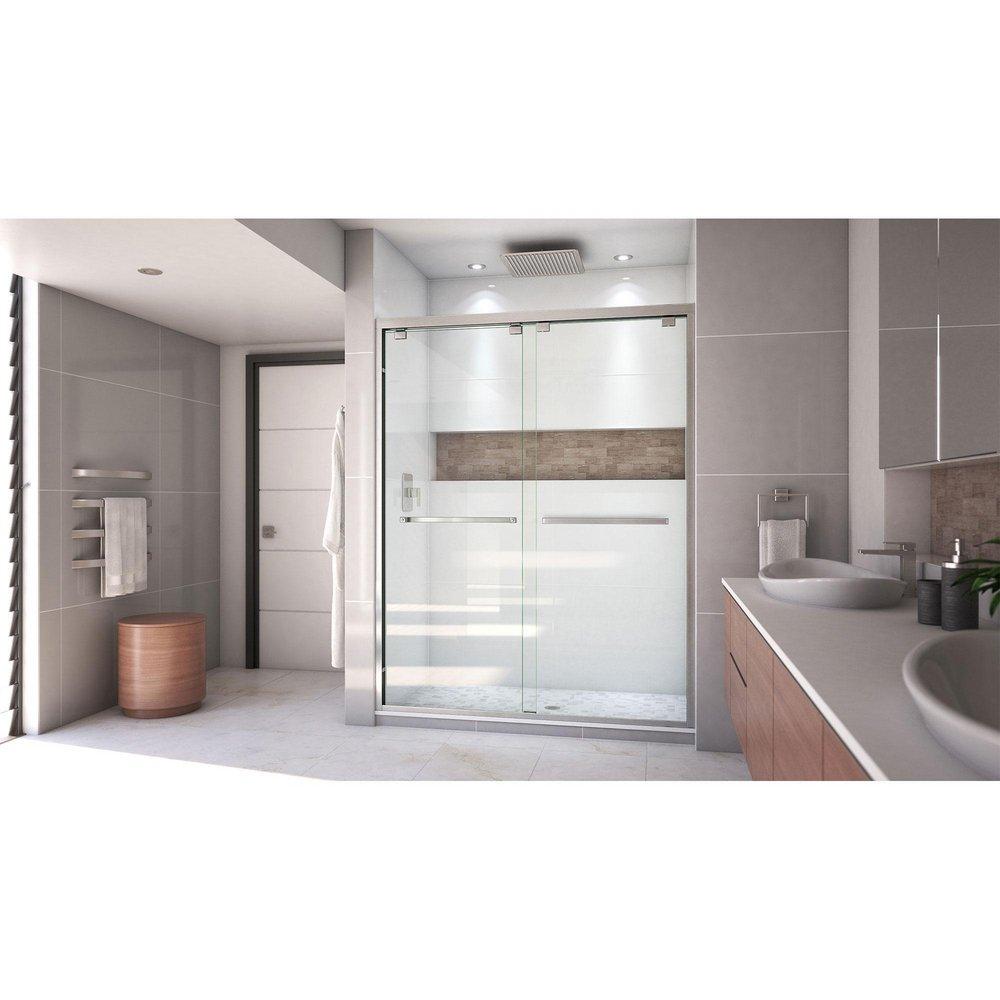 DreamLine Brushed Nickel 60 in. Frameless Bypass Sliding Shower Door with Clear Glass 