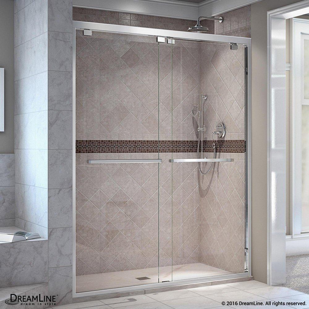DreamLine Chrome 60 in. Frameless Bypass Sliding Shower Door with Clear Glass 