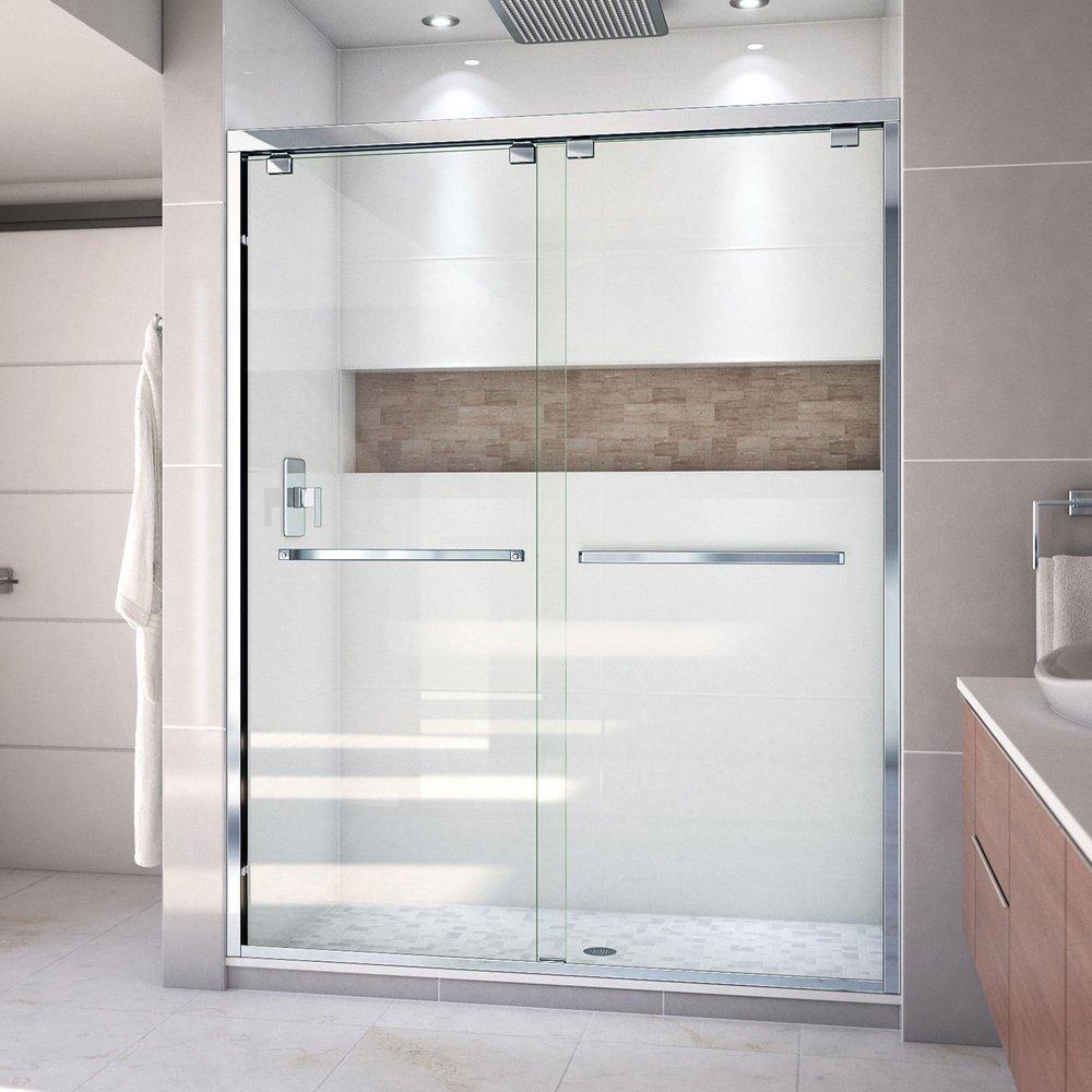 60 Chrome Frameless 4-Wheel Sliding Shower Door