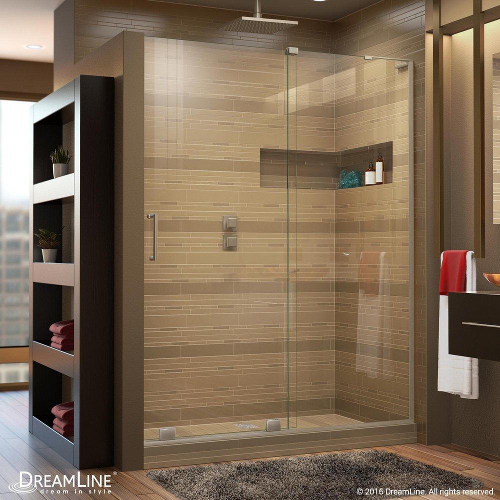 DreamLine Brushed Nickel 60 in. Frameless Sliding Shower Door with Right Wall Bracket 