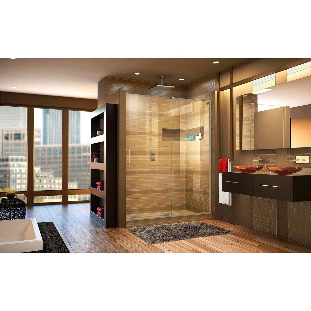 DreamLine Brushed Nickel 60 in. Frameless Sliding Shower Door with Right Wall Bracket 