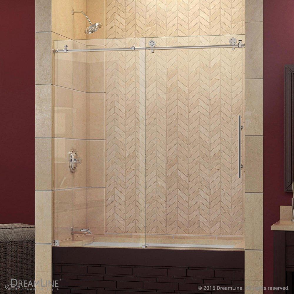 DreamLine Brushed Stainless Steel 62 in. Frameless Sliding Shower Door 