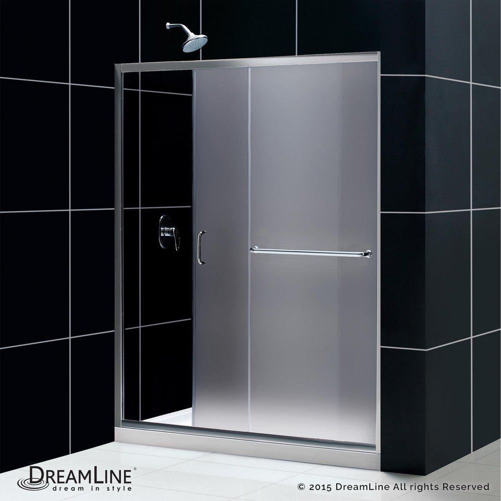 DreamLine Brushed Nickel 60 in. Frameless Sliding Shower Door with Frosted Glass 