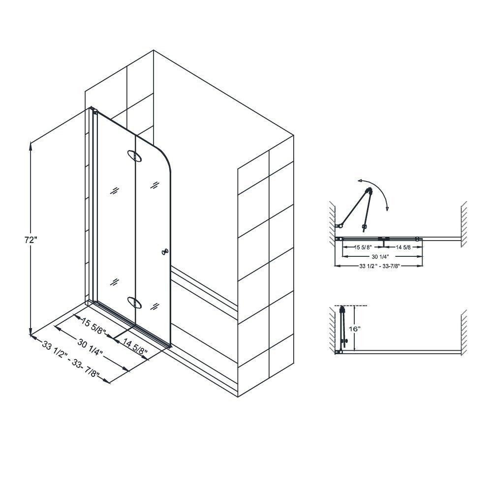 DreamLine Chrome 33-1/2 in. Frameless Bifold Shower Door with Clear Tempered Glass 